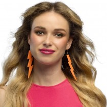 BOUCLES D\'OREILLES ÉCLAIR FLUO ORANGE ADULTE