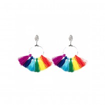 BOUCLES D\'OREILLES POMPONS RAIMBOW