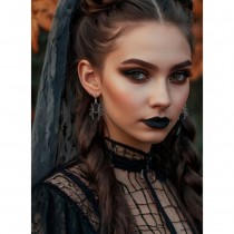 BOUCLES OREILLES PENDENTIF ARAIGNÉE NOIR FEMME