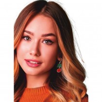 BOUCLES OREILLES PENDENTIF BOULE NOËL ROUGE