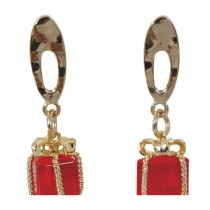 BOUCLES OREILLES PENDENTIF CADEAUX NOËL ROUGE
