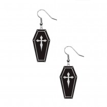 BOUCLES OREILLES PENDENTIF CERCUEIL NOIR FEMME