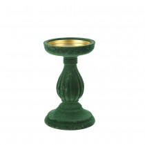 BOUGEOIR BAROQUE VELOURS 17.2X10.8CM VERT ANGLAIS