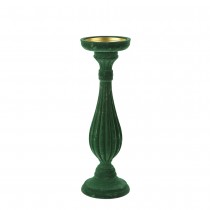 BOUGEOIR BAROQUE VELOURS 34X11CM VERT ANGLAIS