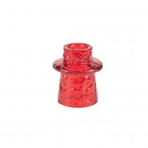 BOUGEOIR CHANDELIER VERRE MARTELÉ 7X6CM ROUGE