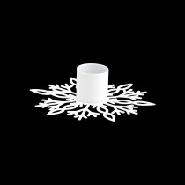 BOUGEOIR M&Eacute;TAL FLOCON NEIGE 9.5X2.5CM BLANC