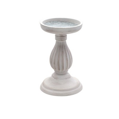 BOUGEOIR PILIER BOIS 10.5X17CM BLANC IVOIRE