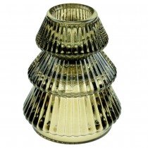 BOUGEOIR STRIÉ VERRE SAPIN 6X7.5CM VERT SAPIN