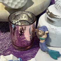 BOUGEOIR VERRE 5.5X6.7CM OR ROSE MÉTAL