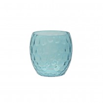 BOUGEOIR VERRE BOULE EMBOSSÉ Ø9CM 13CM BLEU CIEL