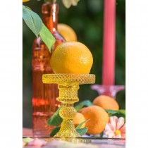 BOUGEOIR VERRE EMBOSSÉ PRÉCIOSITÉ 11.8CM JAUNE