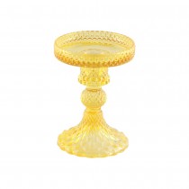 BOUGEOIR VERRE EMBOSSÉ PRÉCIOSITÉ 11.8CM JAUNE