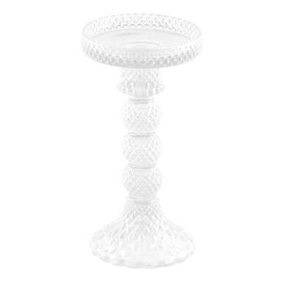 BOUGEOIR VERRE EMBOSSÉ PRÉCIOSITÉ 16.7CM INCOLORE