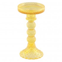 BOUGEOIR VERRE EMBOSSÉ PRÉCIOSITÉ 16.7CM JAUNE