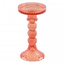 BOUGEOIR VERRE EMBOSSÉ PRÉCIOSITÉ 16.7CM TANGERINE