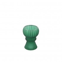 BOUGEOIR VERRE MAT RAINURES 5X8.5CM VERT ANGLAIS