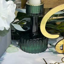 BOUGEOIR VERRE RAINURÉ LISERÉ OR 6.2X10CM VERT