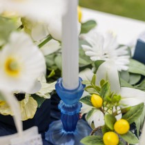 BOUGEOIR VERRE SALVIA 11CM BLEU ROI MAT