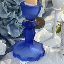 BOUGEOIR VERRE SALVIA 11CM BLEU ROI MAT