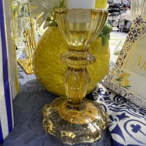 BOUGEOIR VERRE SALVIA 11CM OCRE