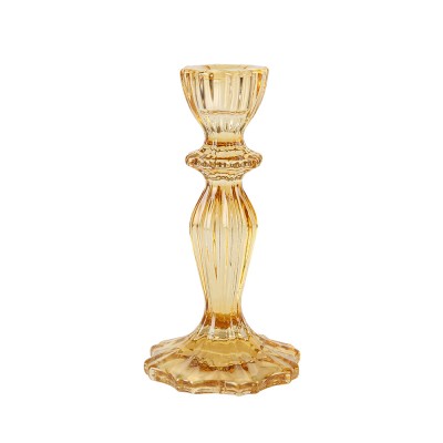 BOUGEOIR VERRE SALVIA 15.5CM OCRE