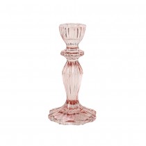 BOUGEOIR VERRE SALVIA 15.5CM ROSE