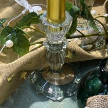 BOUGEOIR VERRE SALVIA 15.5CM VERT SAUGE