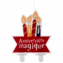 BOUGIE ANNIVERSAIRE SORCIER 6.5X7CM MULTICOLORE