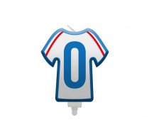 BOUGIE CHIFFRE 0 MAILLOT FRANCE FOOTBALL 8CM