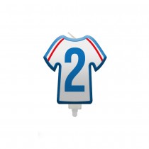 BOUGIE CHIFFRE 2 MAILLOT FRANCE FOOTBALL 8CM