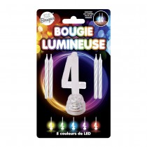 BOUGIE CHIFFRE 4 LUMINEUSE LED CLIGNOTANT 7CM