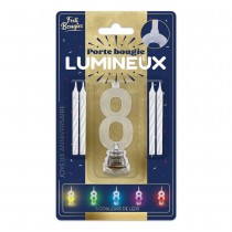 BOUGIE CHIFFRE 8 LUMINEUSE LED CLIGNOTANT 7CM
