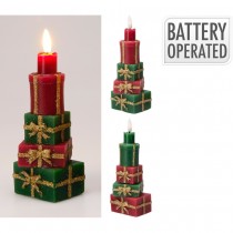 BOUGIE CIRE CADEAUX NOËL LED CHAUD PILE 6X5X18CM