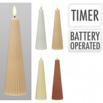 BOUGIE CIRE NERVURÉ LED CHAUD PILE TIMER 18.5CM