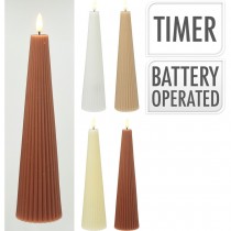 BOUGIE CIRE NERVURÉ LED CHAUD PILE TIMER 25CM