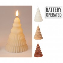 BOUGIE CIRE SAPIN NOËL LED CHAUD PILE 11X18CM