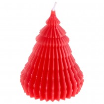 BOUGIE CIRE SAPIN STRIÉ 7X12CM ROUGE
