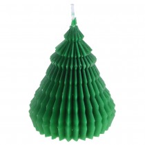 BOUGIE CIRE SAPIN STRIÉ 7X12CM VERT