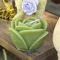 BOUGIE DÉCORATIVE FLEUR ROSE 12X7CM SAUGE