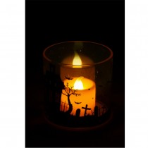 BOUGIE LED BOUGEOIR PVC MAISON HANTÉE 8CM ORANGE