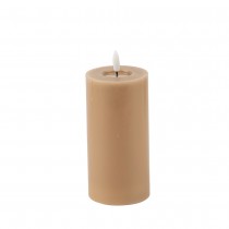BOUGIE LED CYLINDRIQUE CIRE BRILLANT 15X7CM CAMEL