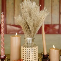 BOUGIE LED CYLINDRIQUE CIRE BRILLANT 15X7CM CAMEL