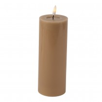 BOUGIE LED CYLINDRIQUE CIRE BRILLANT 20X7CM CAMEL