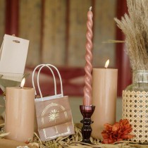 BOUGIE LED CYLINDRIQUE CIRE BRILLANT 20X7CM CAMEL