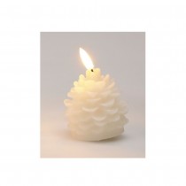 BOUGIE LED POMME DE PIN TIMER 6.5X6.5X7CM BLANC