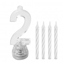 BOUGIE LUMINEUSE CHIFFRE 2 LED CLIGNOTANT 7CM