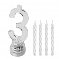 BOUGIE LUMINEUSE CHIFFRE 3 LED CLIGNOTANT 7CM