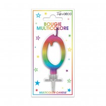 BOUGIE MÉTALLIQUE MULTICOLORE CHIFFRE 0