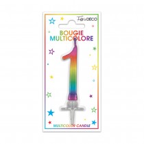 BOUGIE MÉTALLIQUE MULTICOLORE CHIFFRE 1