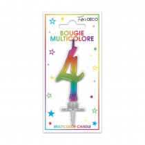 BOUGIE MÉTALLIQUE MULTICOLORE CHIFFRE 4